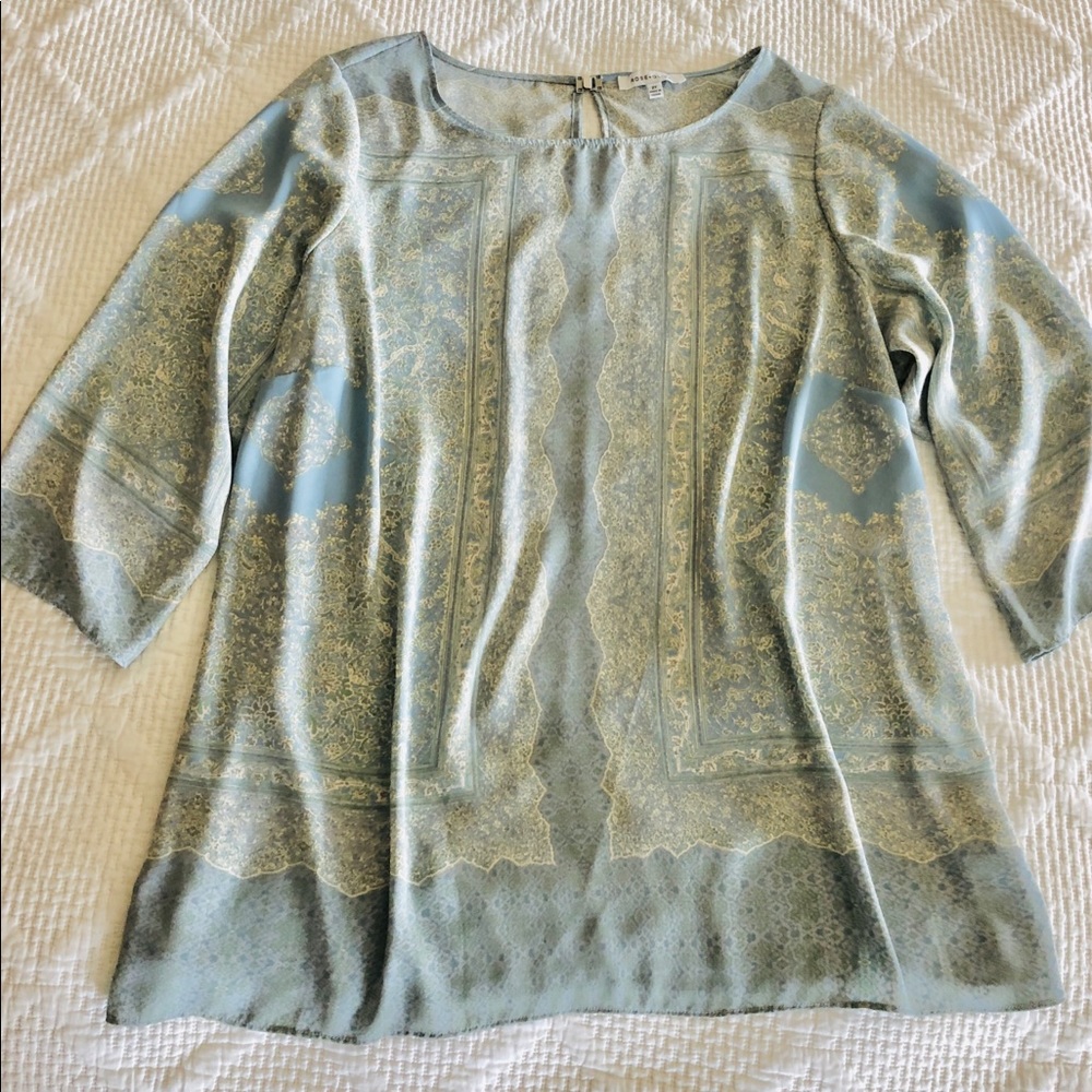Soft green, blue & yellow blouse, size 2X